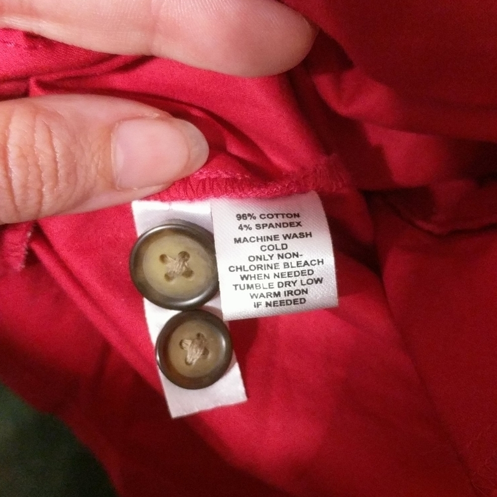 Loft Red Cotton Blend Shirt Dress - size XS - Picture 4 of 5